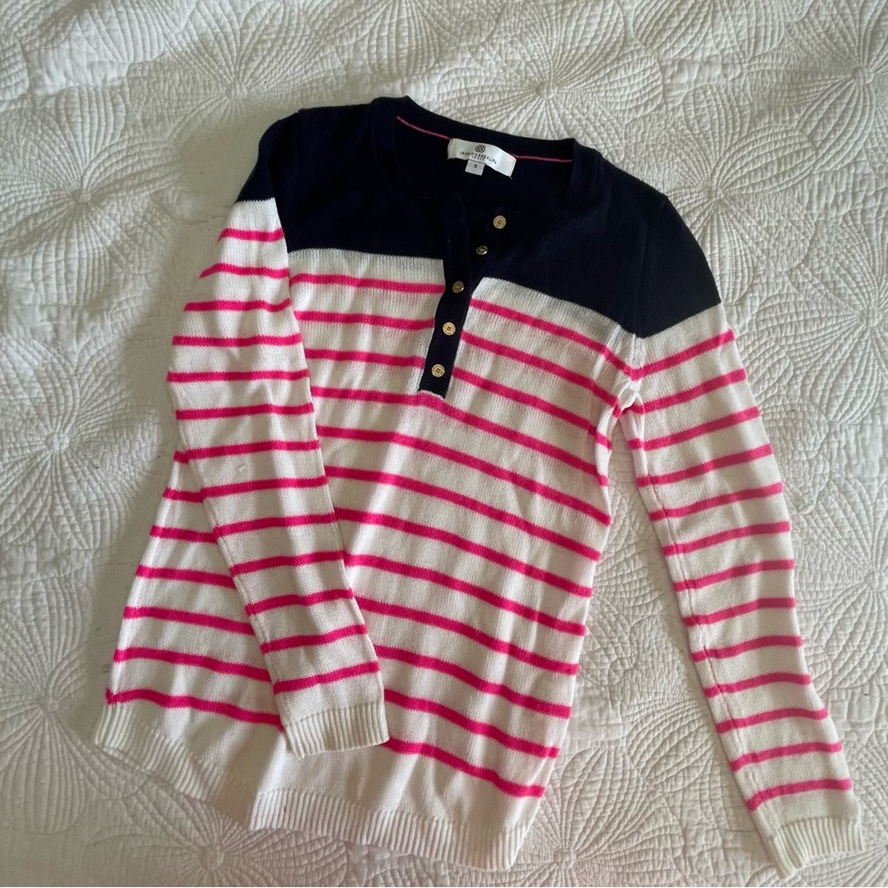Jean Pierre Sweater - Navy, Pink, and White Stripes